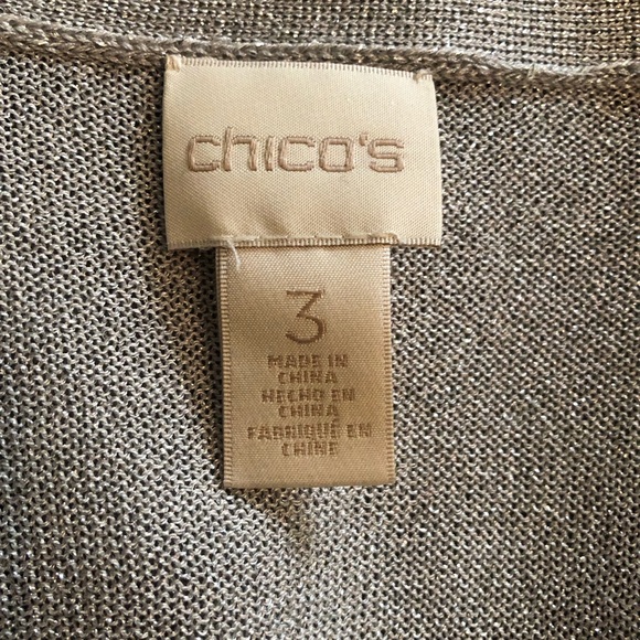 Chico’s Metallic Silver Long Open Cardigan Size 3 (14-16) - Picture 8 of 8